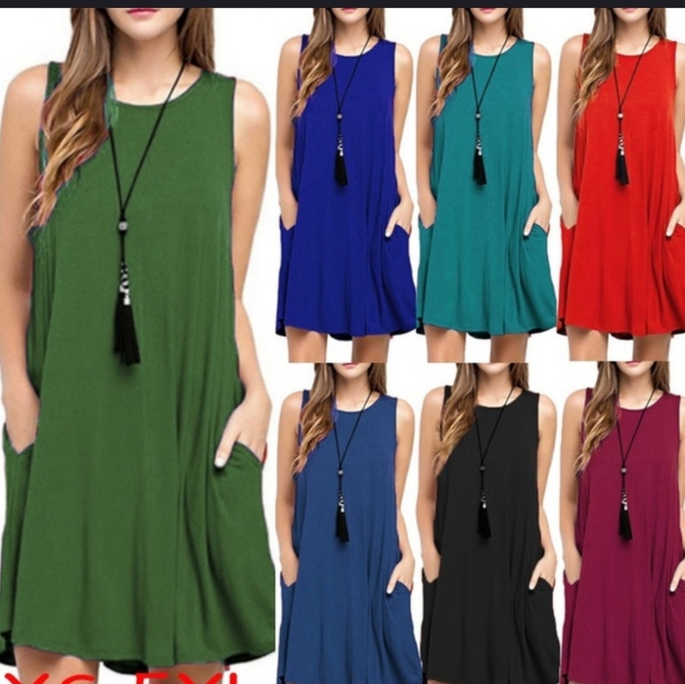 Women's dress comfortable beach dress solid color